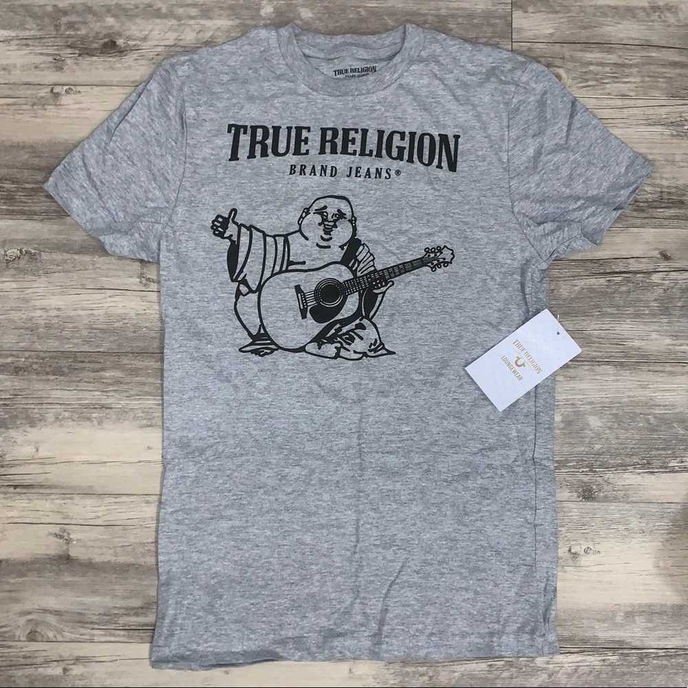 ✨ NWT ✨ True Religion Brand Jeans Men's Crew T Shirt Loungewear Buddha Gray New